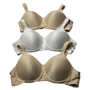 Playtex Tan White Bra bundle lot 36C Lined